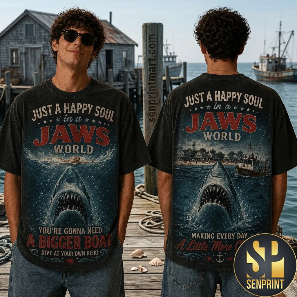Jaws Movie Quote Just A Happy Soul Graphic 3D T-Shirt