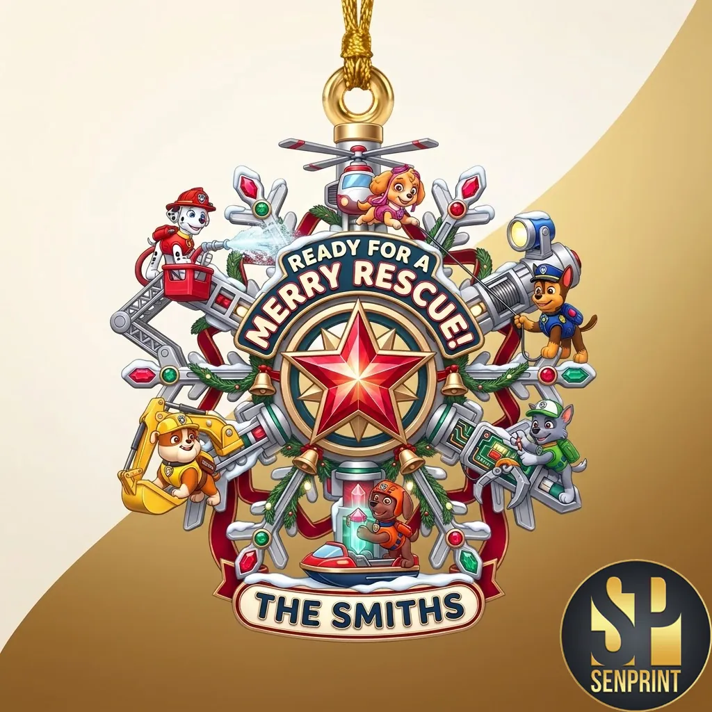 Paw Patrol Ready For A Merry Rescue Personalized Christmas Ornament