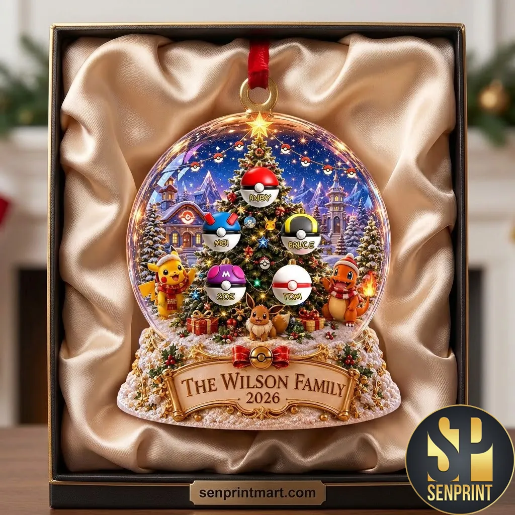 Personalized Pokemon Christmas Tree Ornament Custom Family Keepsake