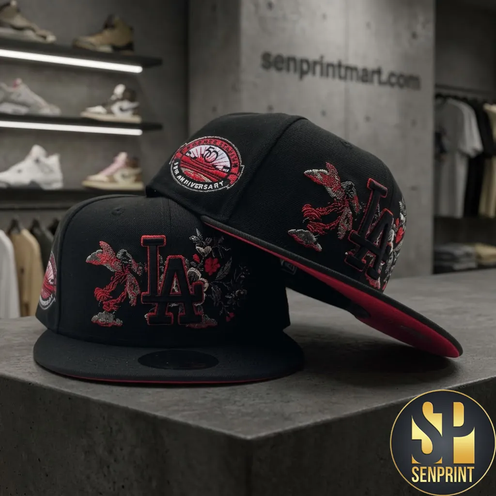 LA Dodgers Flower Logo 50th Anniversary Red Bottom Snapback Hat