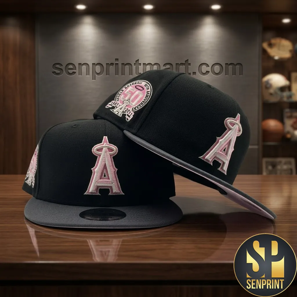 Los Angeles Angels 50th Anniversary Pink Bottom Snapback Hat