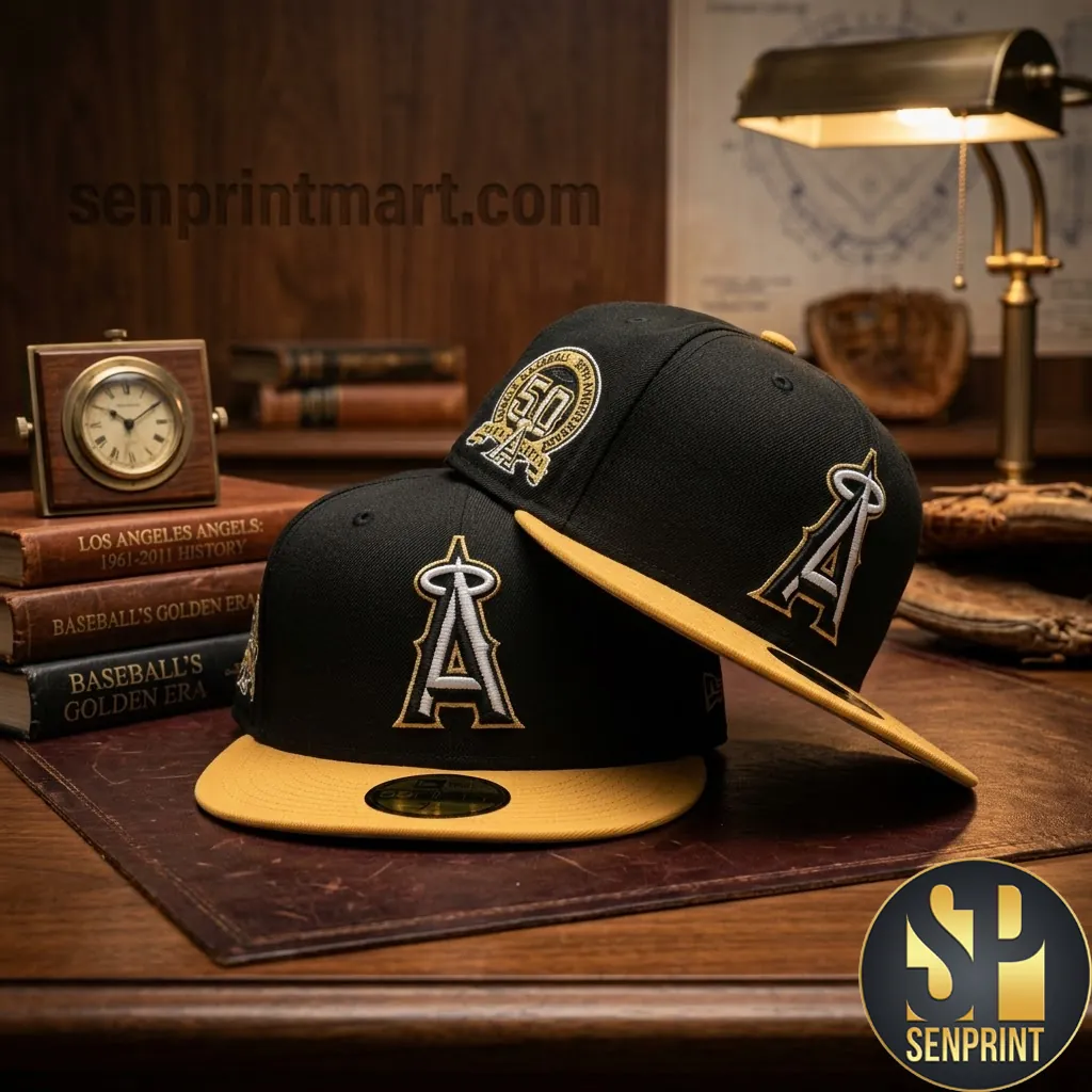 Los Angeles Angels 50th Anniversary Black and Yellow Snapback Hat