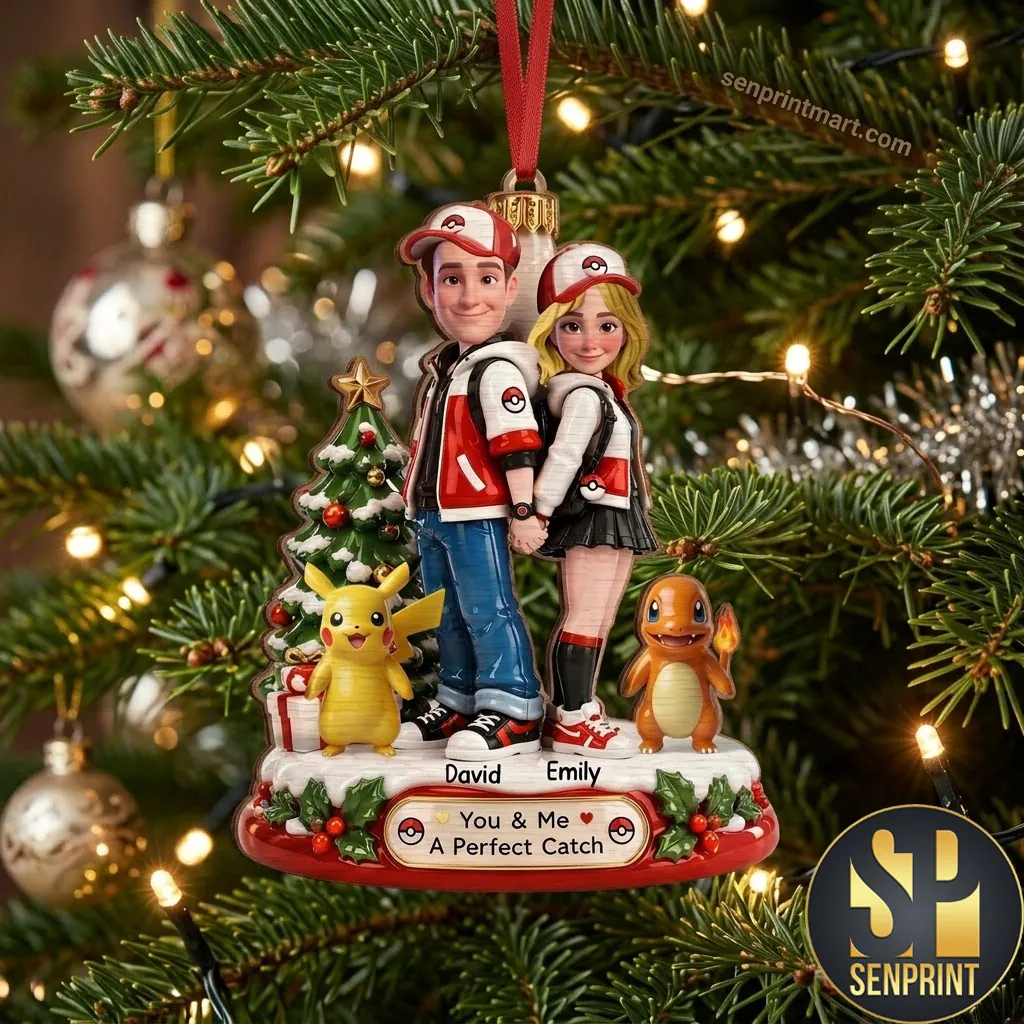 Personalized Pokemon Couple Ornament A Perfect Catch Christmas Ornament