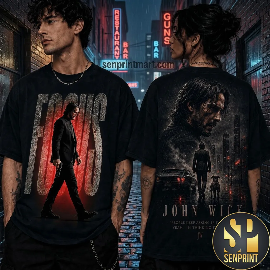 John Wick Focus Yeah I Am Thinking Im Back Graphic T-Shirt