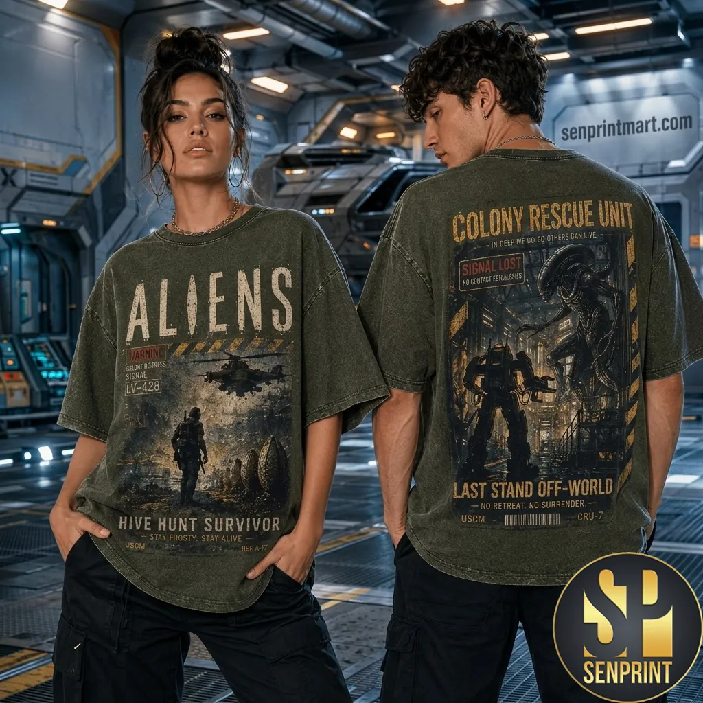 Aliens Colony Rescue Unit Hive Hunt Survivor Vintage Graphic T-Shirt
