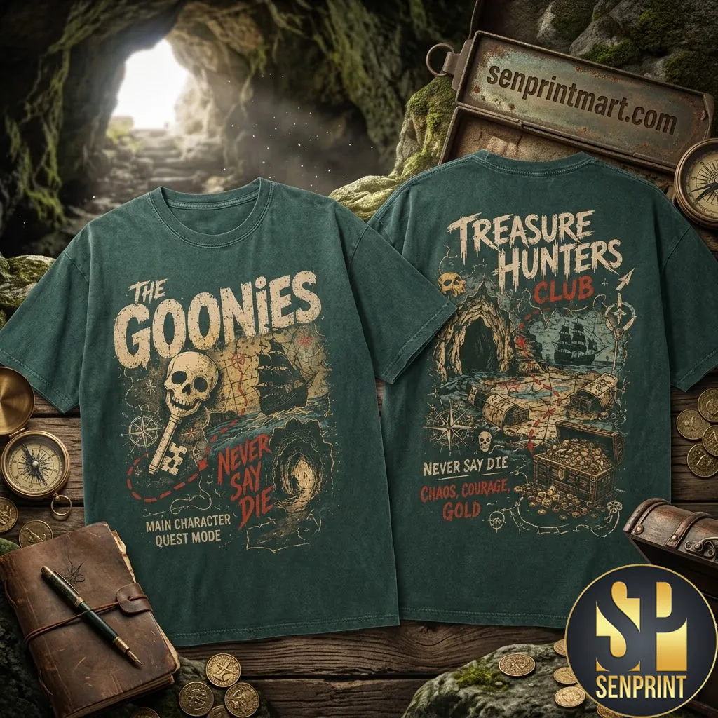 The Goonies Never Say Die Treasure Hunters Club Vintage Graphic T-Shirt