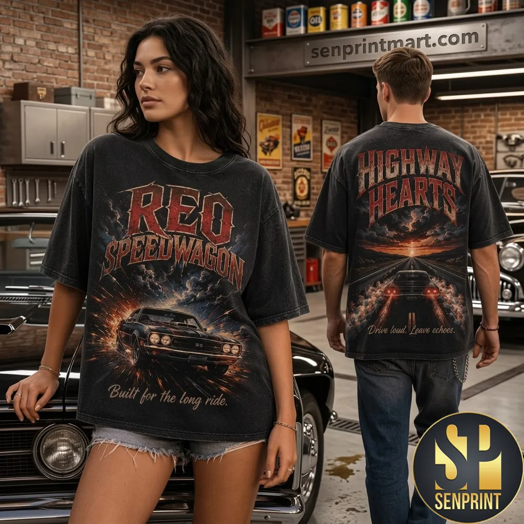 REO Speedwagon Highway Hearts Vintage Style Graphic T-Shirt