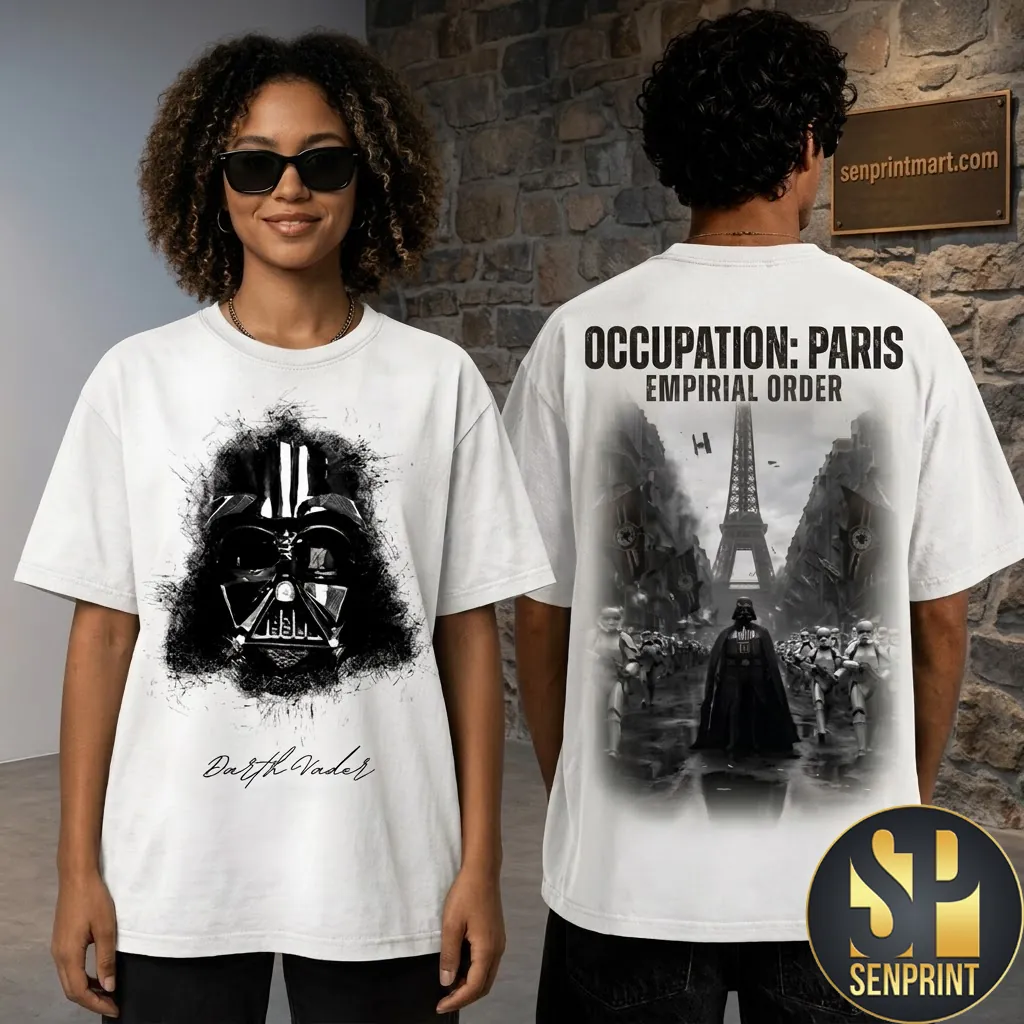 Darth Vader Occupation Paris Graphic 3D Print T-Shirt