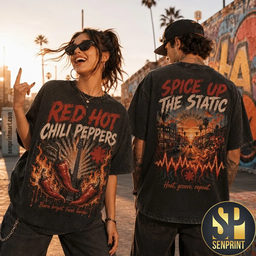 Red Hot Chili Peppers Spice Up The Static Vintage Graphic T-Shirt