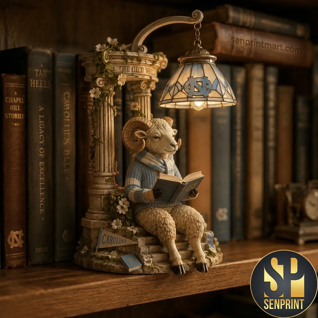 UNC Tar Heels The Old Well Rams Reading Bookshelf Lamp
