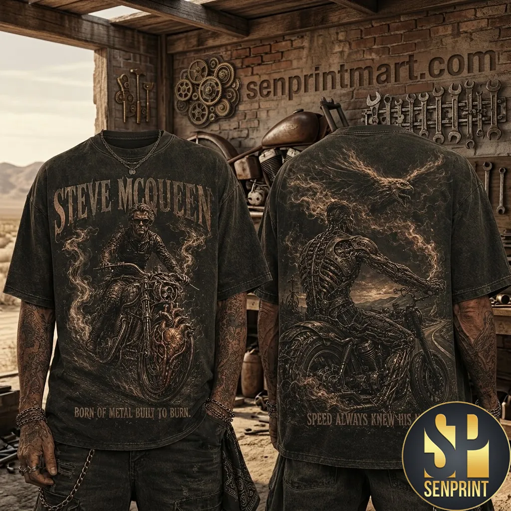 Steve McQueen Born Of Metal Built To Burn Vintage Graphic T-Shirt