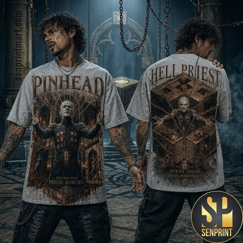 Hellraiser Pinhead 3D Graphic Horror Movie T-Shirt