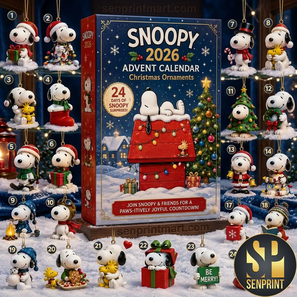 Snoopy 2026 Christmas Countdown 24 Piece Holiday Advent Calendar