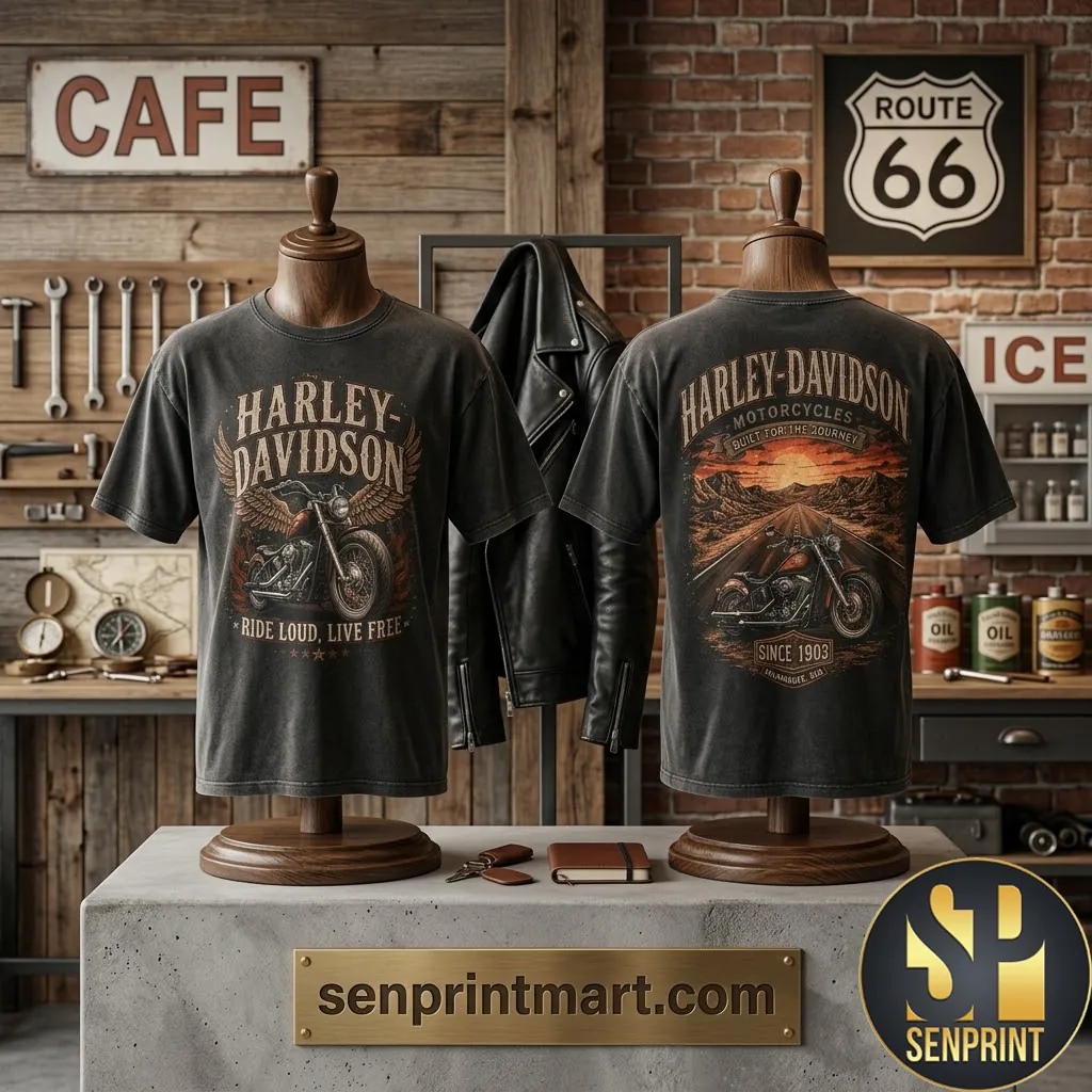 Harley Davidson Built For The Journey Vintage Graphic T-Shirt