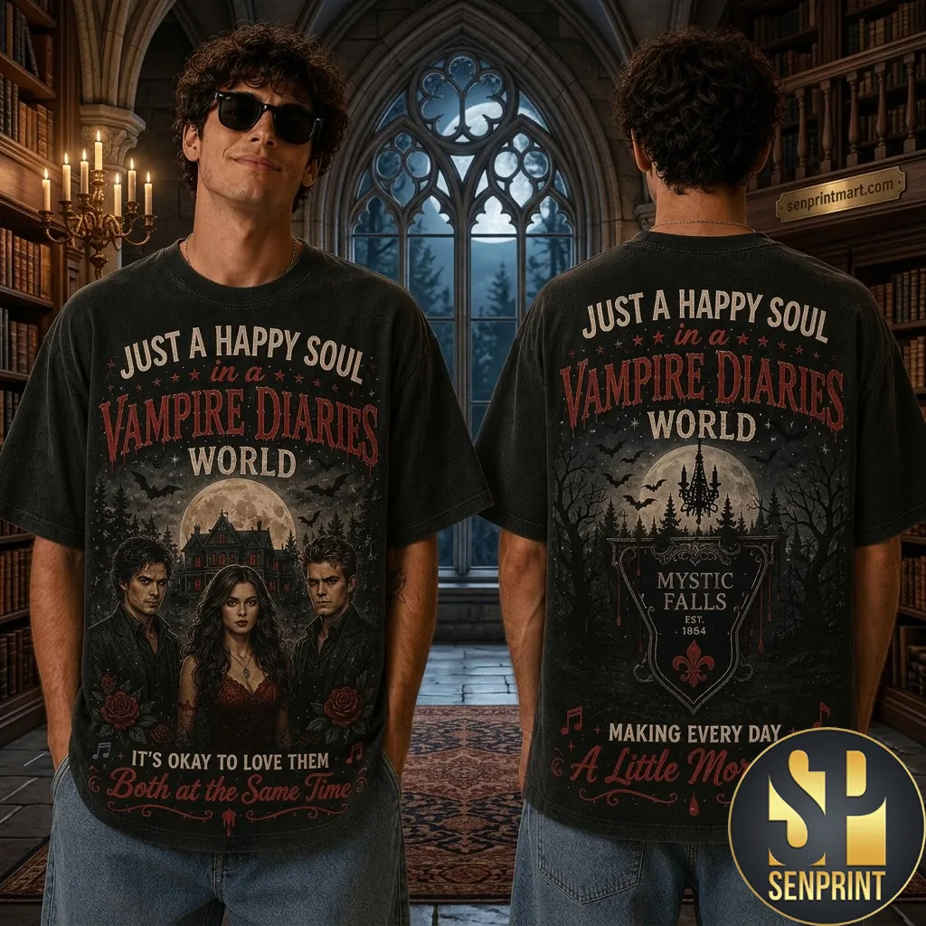 Vampire Diaries Mystic Falls Graphic Print Unisex T-Shirt