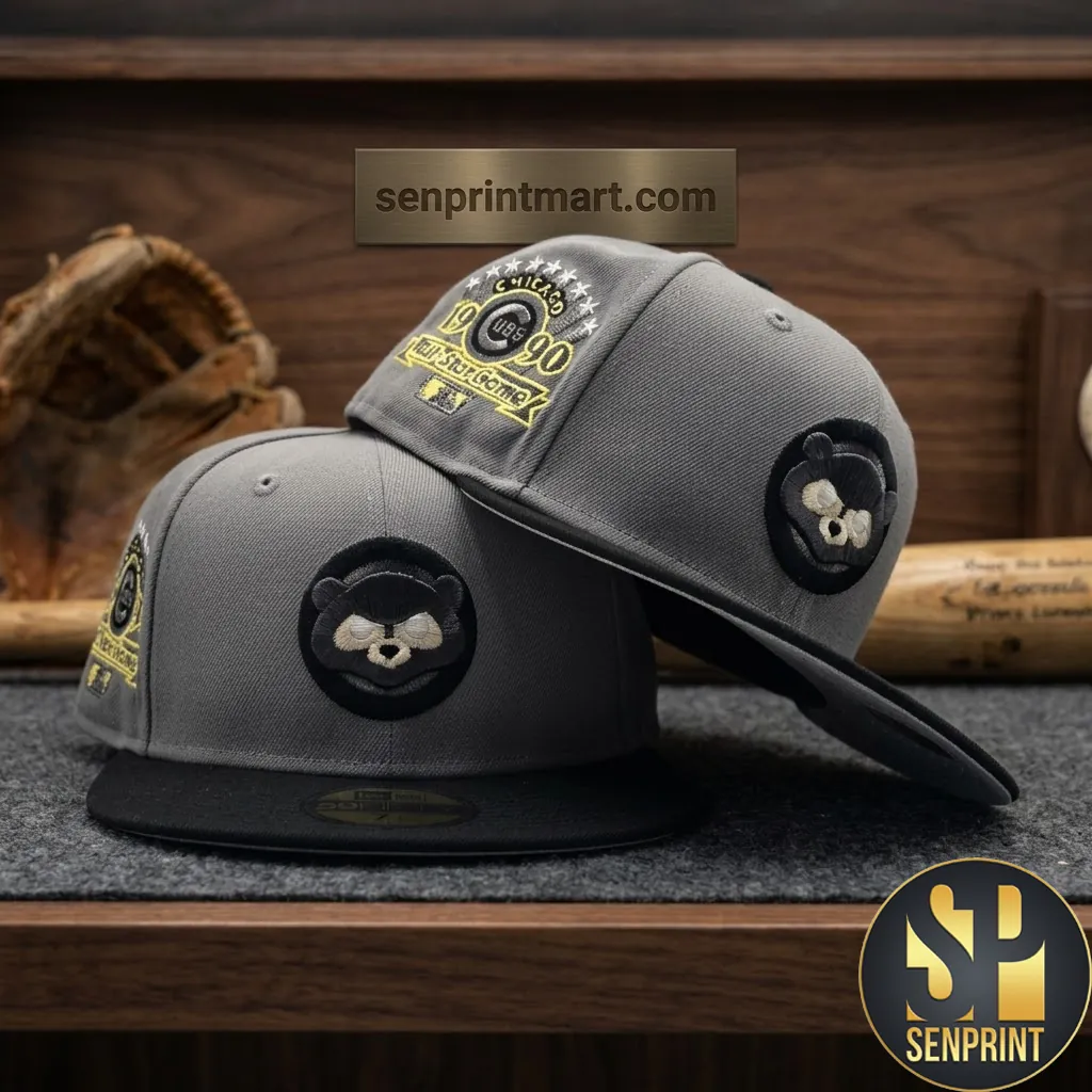 Chicago Cubs 1990 All Star Game Gray Black Fitted Hat