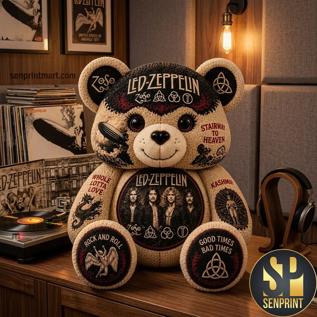 Led Zeppelin Rock Band Commemorative Custom Shaped Plush Bear