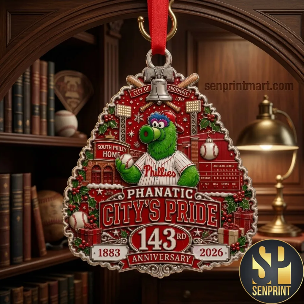 Philadelphia Phillies Phillie Phanatic 143rd Anniversary Christmas Ornament