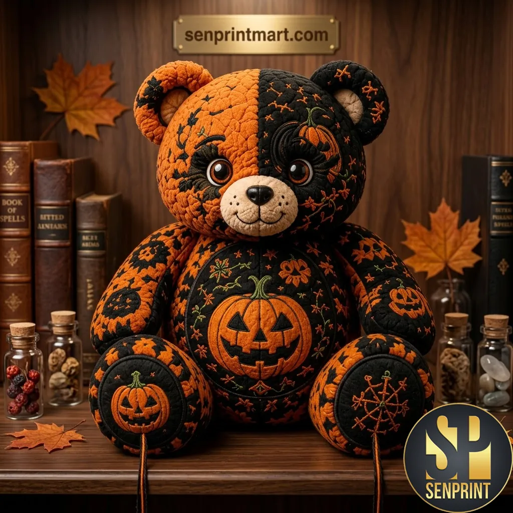 Trick or Treat Pumpkin Bear Halloween Decorative Throw Pillow