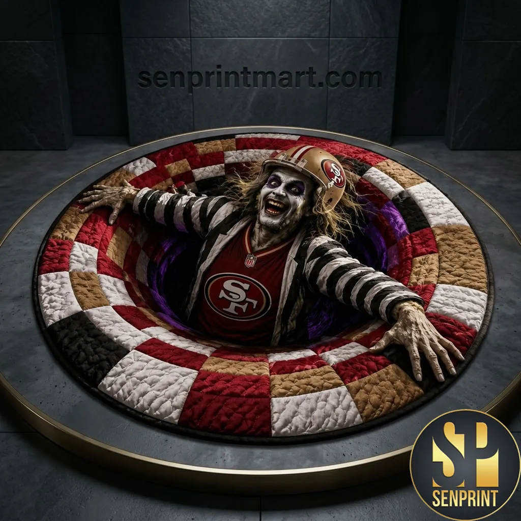 San Francisco 49ers Halloween Zombie 3D Illusion Round Rug
