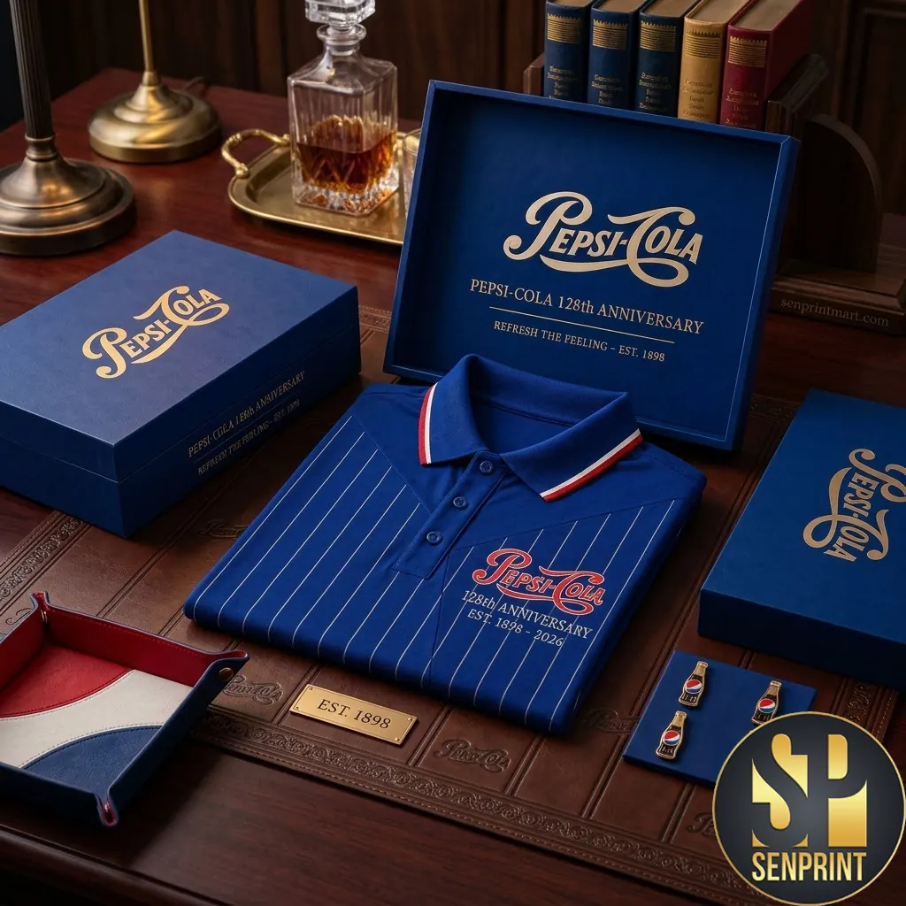 Pepsi Cola 128th Anniversary Limited Edition Striped Polo Shirt