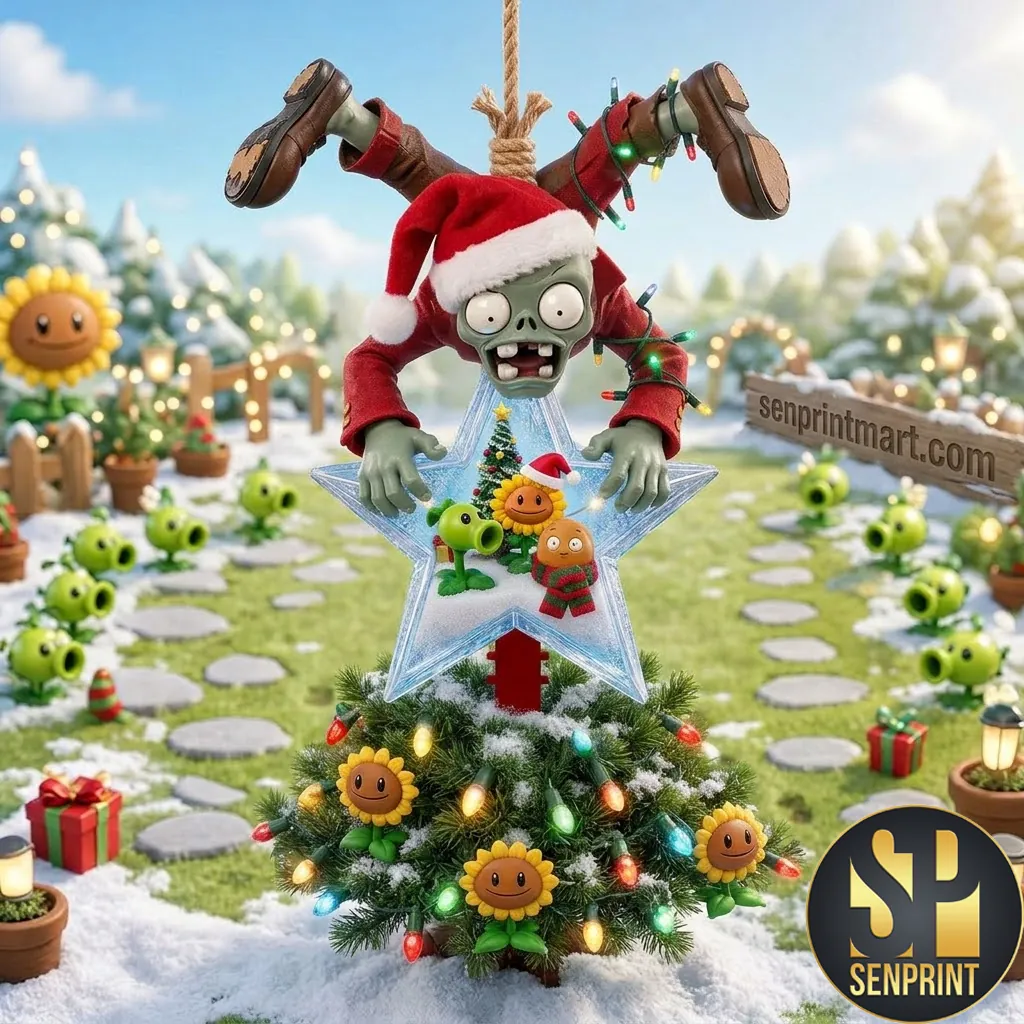 Plants vs Zombies Christmas Zombie Star Tree Topper