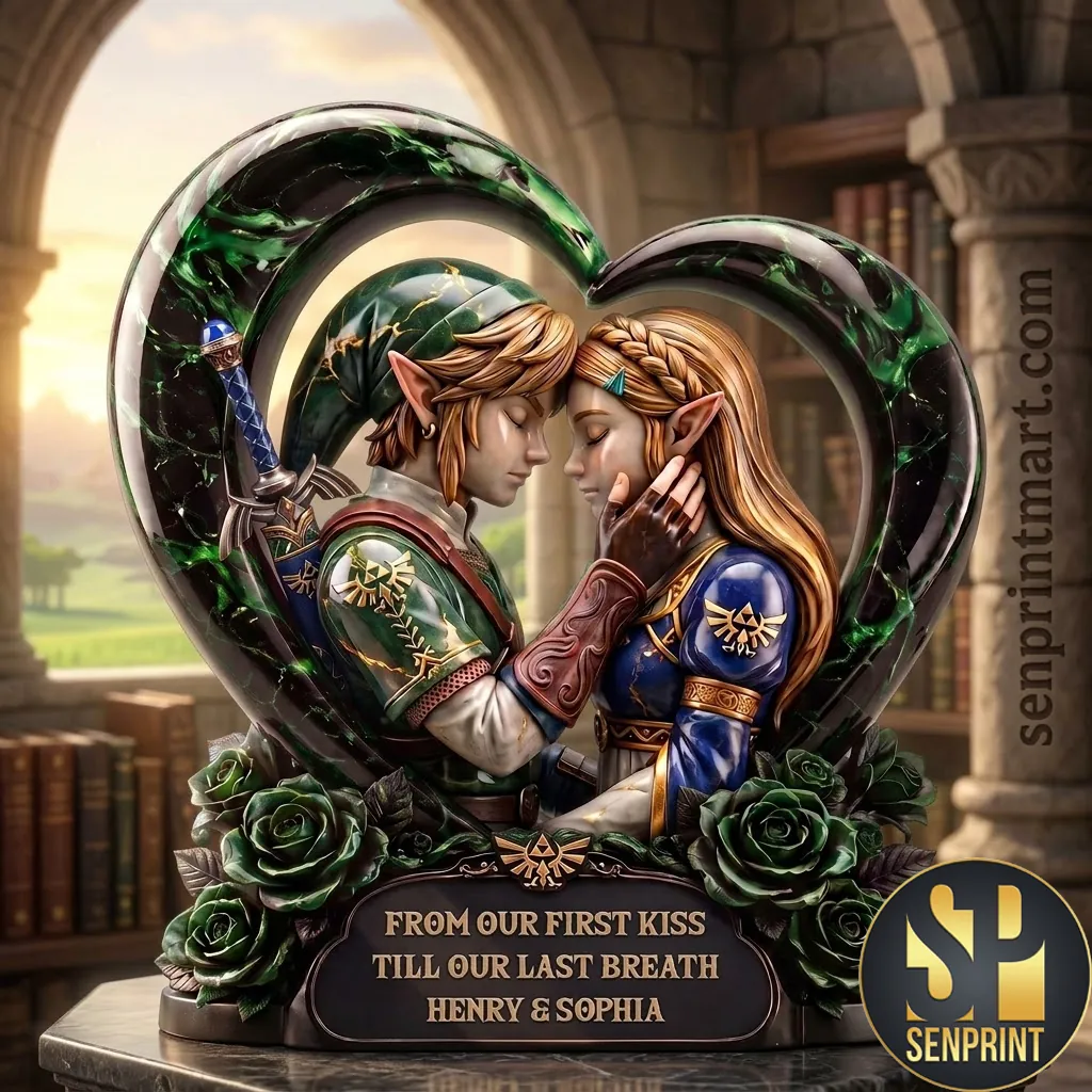 Zelda and Link Personalized Fantasy Couple Heart Acrylic Plaque