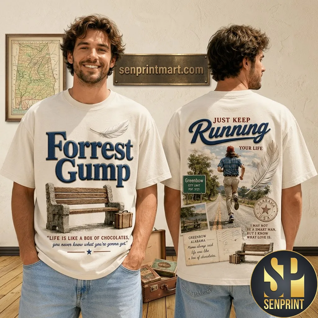 Forrest Gump Just Keep Running Quote Graphic T-Shirt
