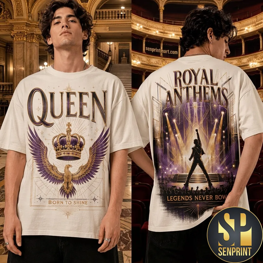 Queen Band Royal Anthems Legends Never Bow Graphic T-Shirt
