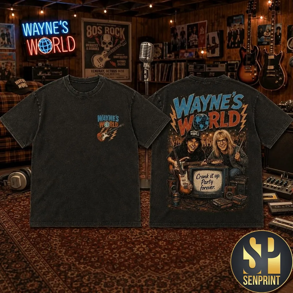 Waynes World Crank It Up Party Forever Vintage Graphic T-Shirt