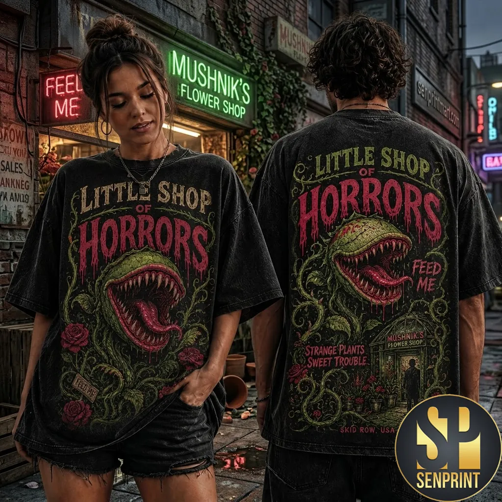 Little Shop Of Horrors Feed Me Strange Plants Vintage Graphic T-Shirt
