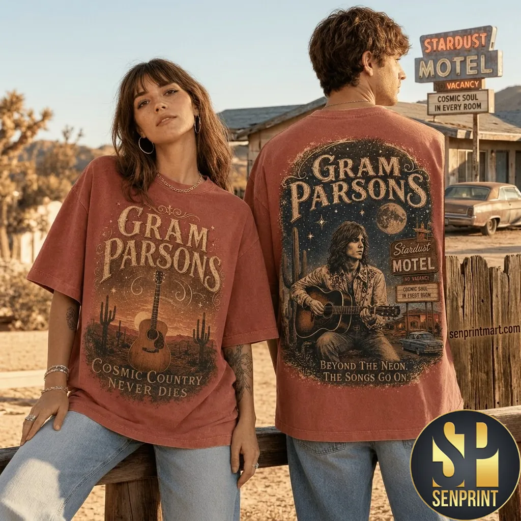Gram Parsons Cosmic Country Never Dies Vintage Style Graphic Shirt