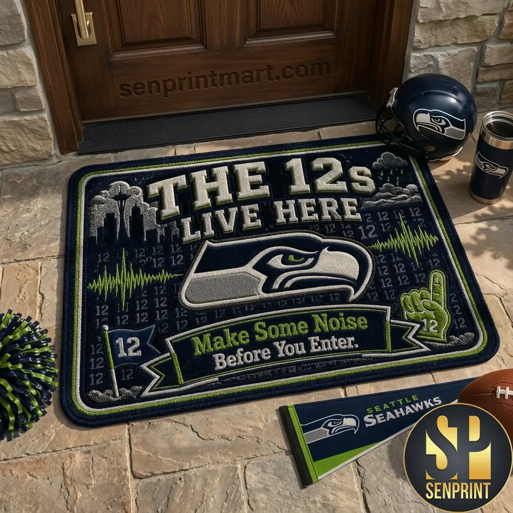 Seattle Seahawks The 12s Live Here Fan Welcome Door Mat