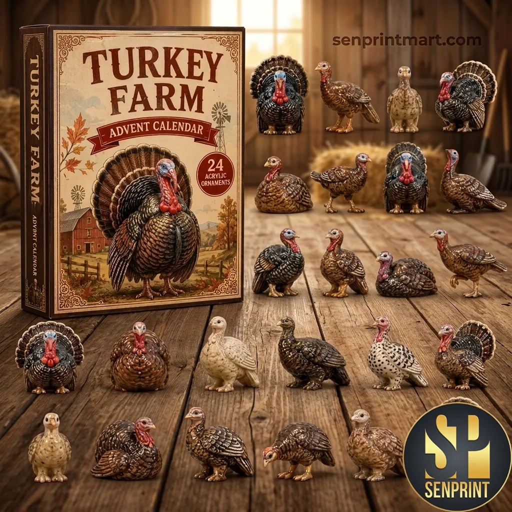 Turkey Farm 24 Piece Acrylic Ornament Advent Calendar