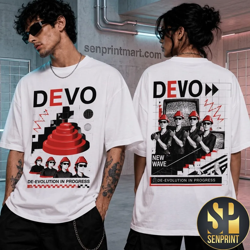 Devo New Wave Band De-Evolution In Progress Graphic T-Shirt