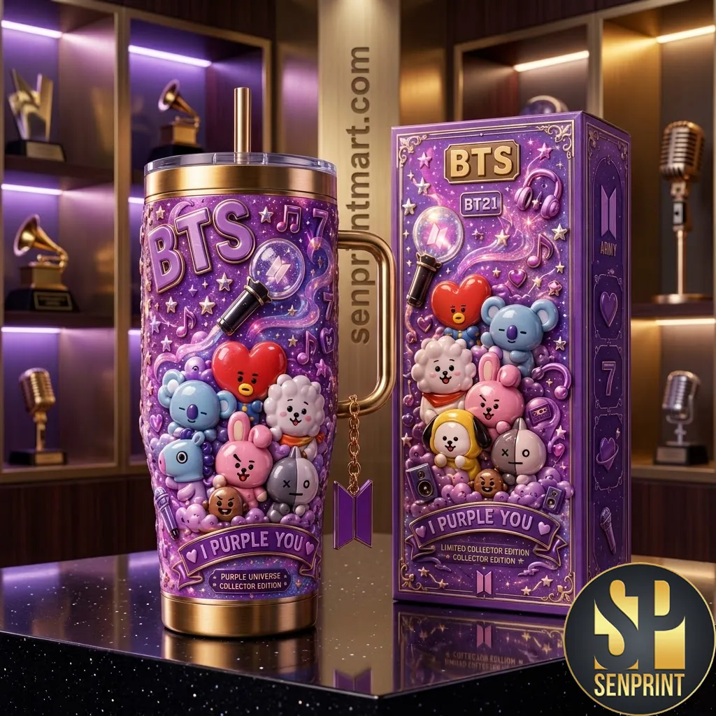 BTS BT21 Purple Universe Limited Edition 40oz Travel Tumbler