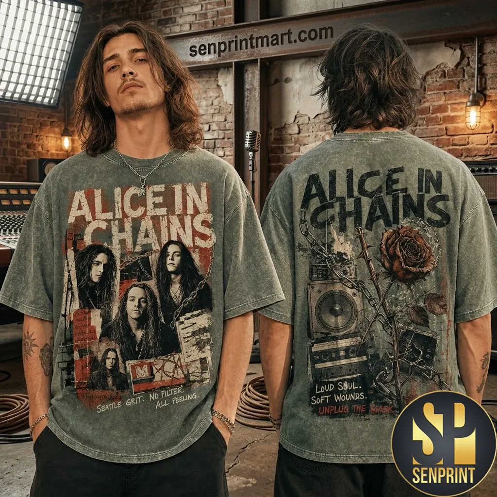 Alice In Chains Seattle Grit Vintage Style Graphic T-Shirt