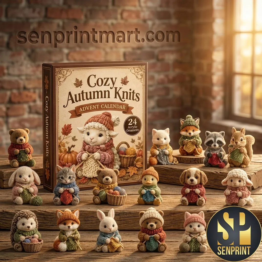 Cozy Autumn Knits 24 Piece Animal Ornament Advent Calendar