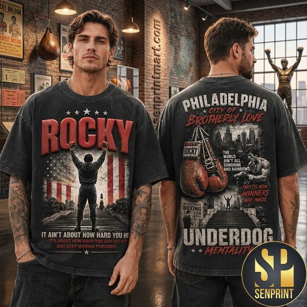 Rocky Balboa Underdog Mentality Graphic Vintage Wash T-Shirt