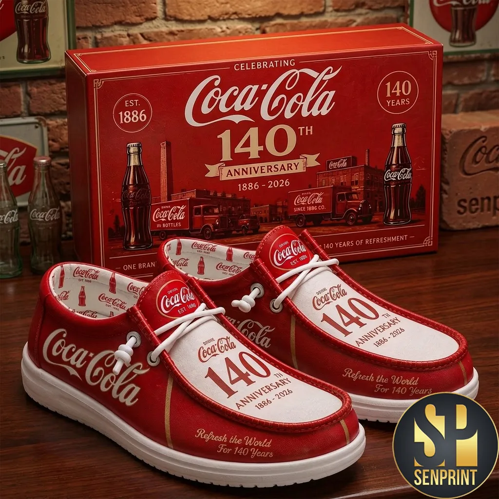 Coca-Cola 140th Anniversary Vintage Design Casual Dude Shoes