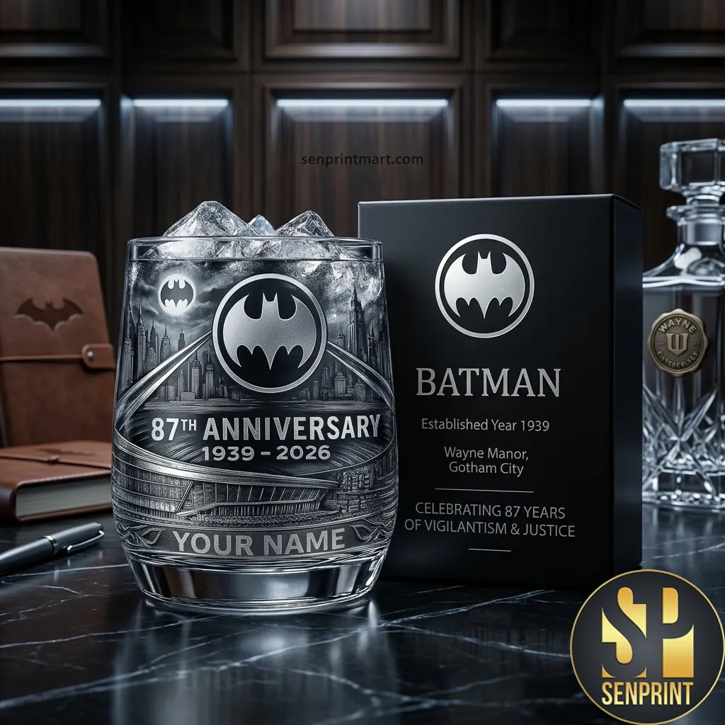 Batman 87th Anniversary Personalized Gotham City Whiskey Glass