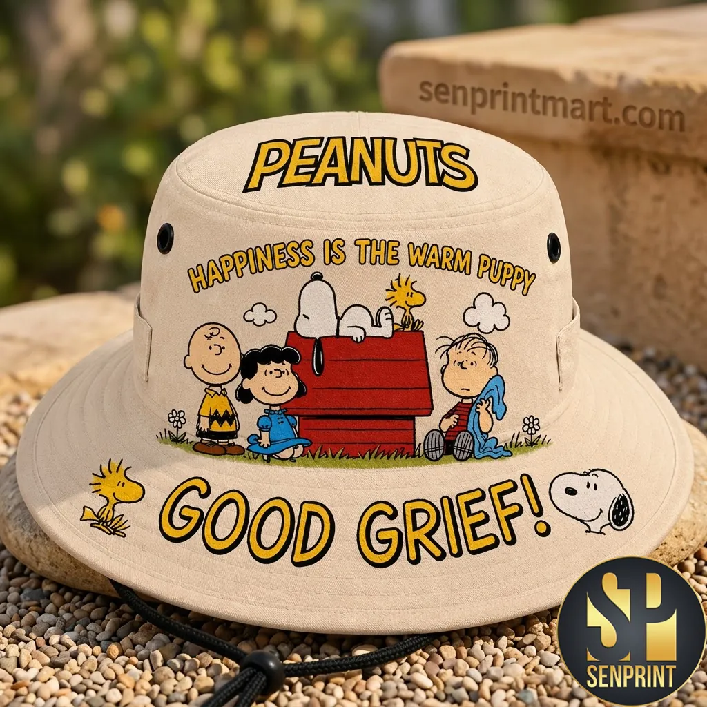 Peanuts Snoopy Happiness Is A Warm Puppy Vintage Boonie Hat