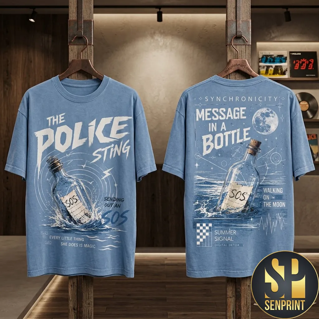 The Police Message In A Bottle Sting Graphic Vintage Wash T-Shirt
