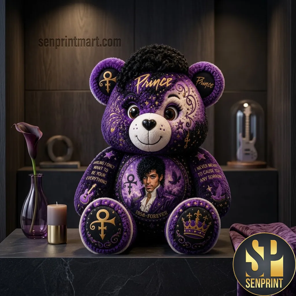 Prince Purple Rain 1958 Forever Commemorative Plush Bear