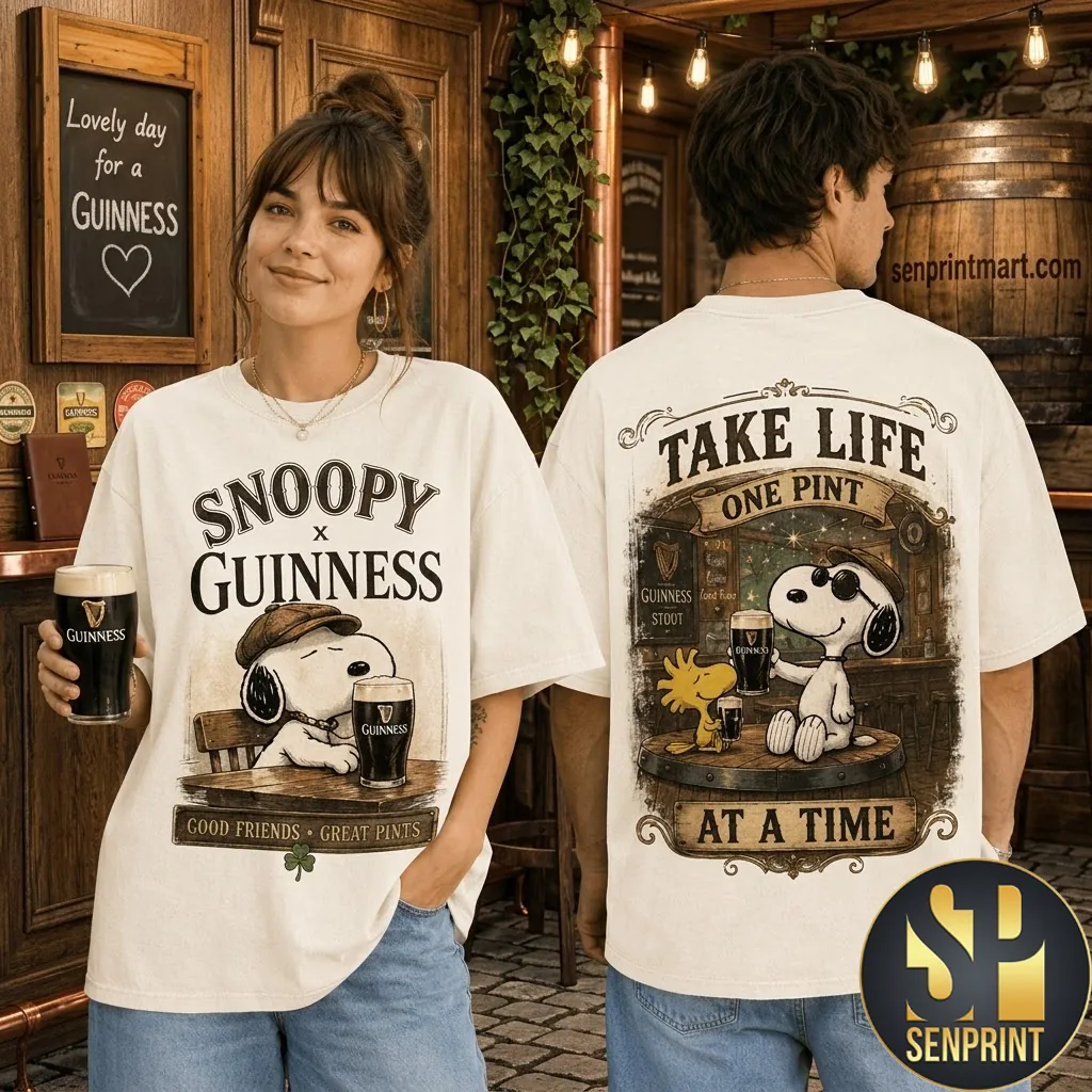 Snoopy X Guinness Good Friends Great Pints Graphic T-Shirt