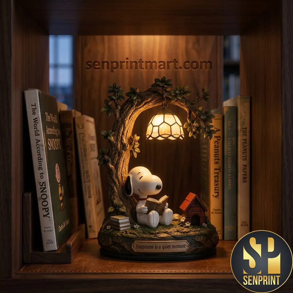 Snoopy Happiness Is A Quiet Moment Decorative Bookshelf Lamp