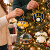 Milwaukee Brewers MLB Baseball 4 Piece Premium 3D Holiday Christmas Bell Ornament Set