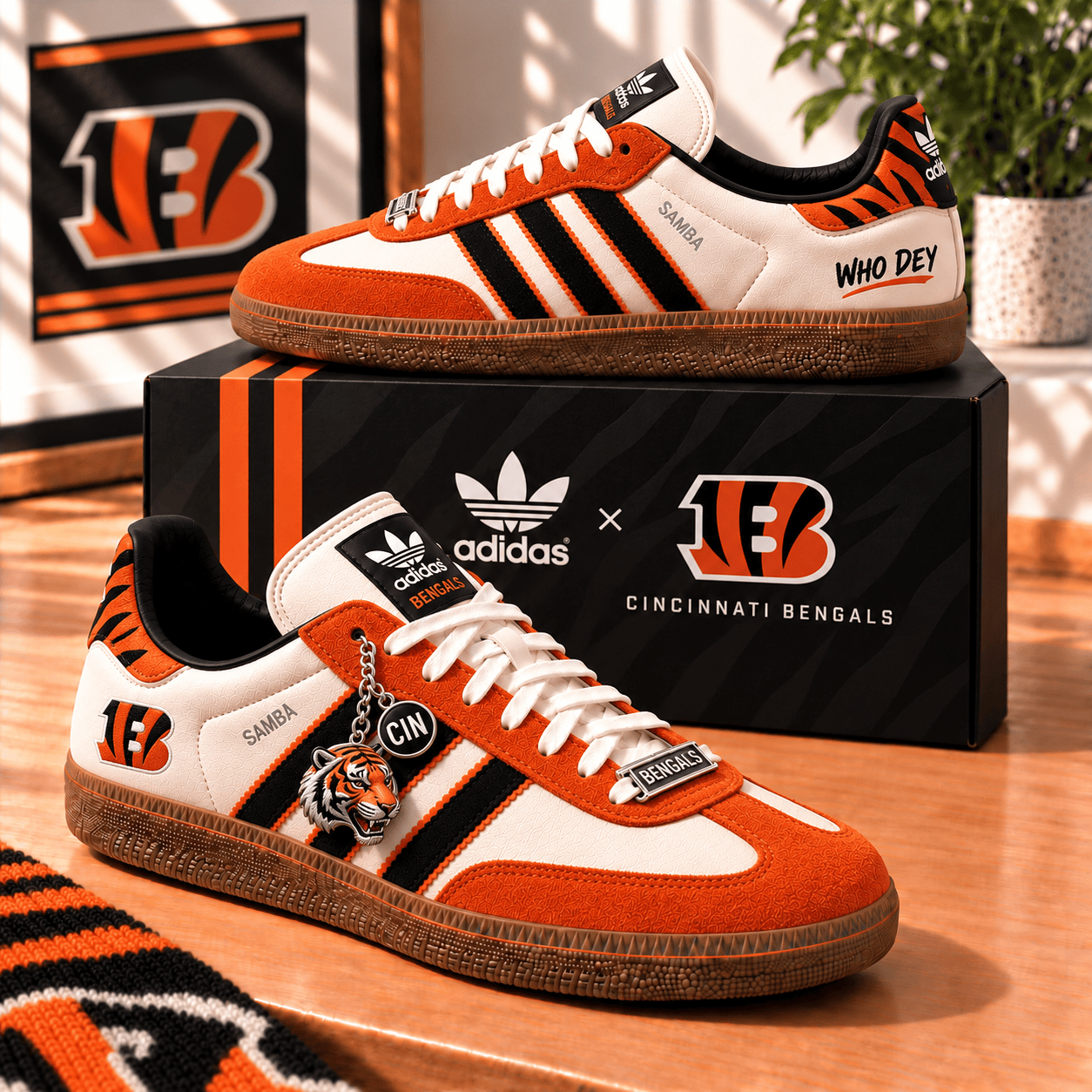 Cincinnati Bengals Who Dey Custom Tiger Stripe Football Fan Gift Low-Top Sneakers
