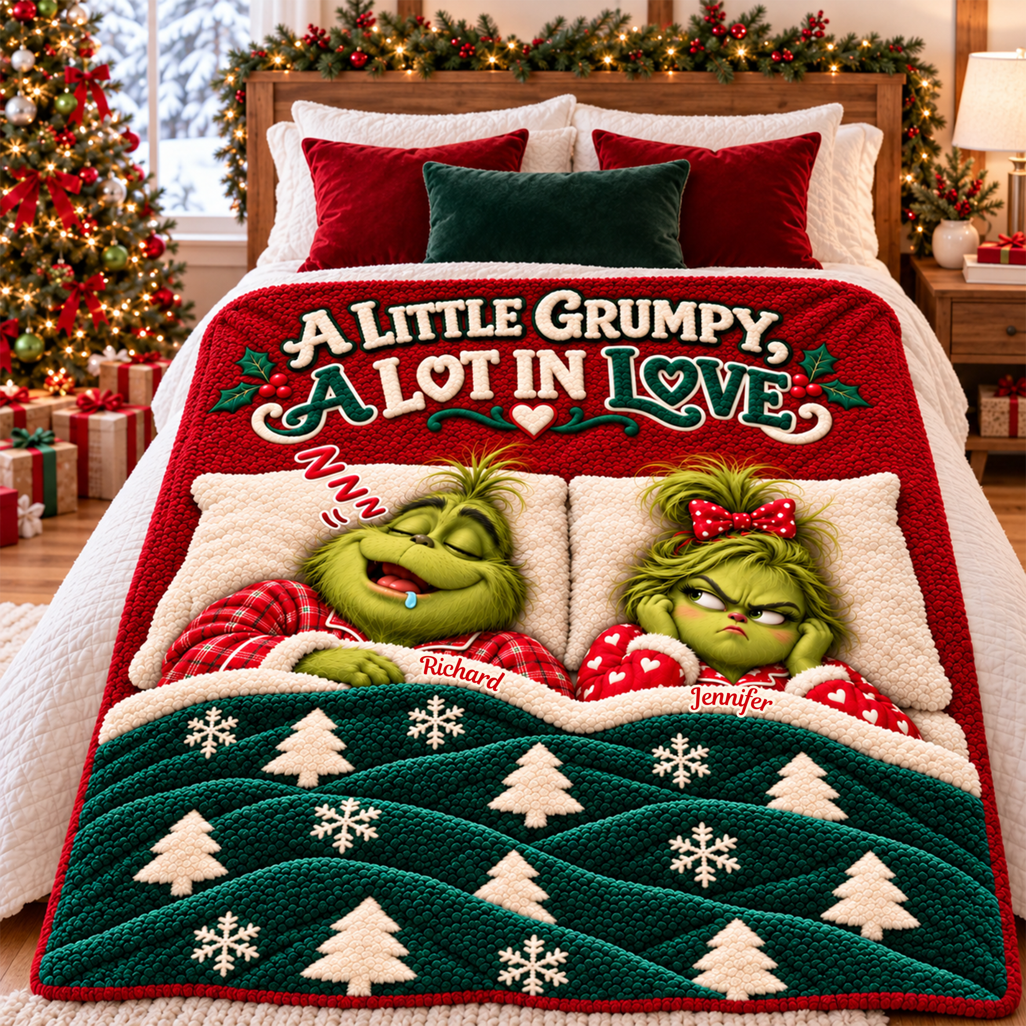 A Little Grumpy A Lot In Love Personalized Christmas Holiday Gift Cozy Couple Blanket A Little Grumpy A Lot In Love Personalized Christmas Holiday Gift Cozy Couple Blanket