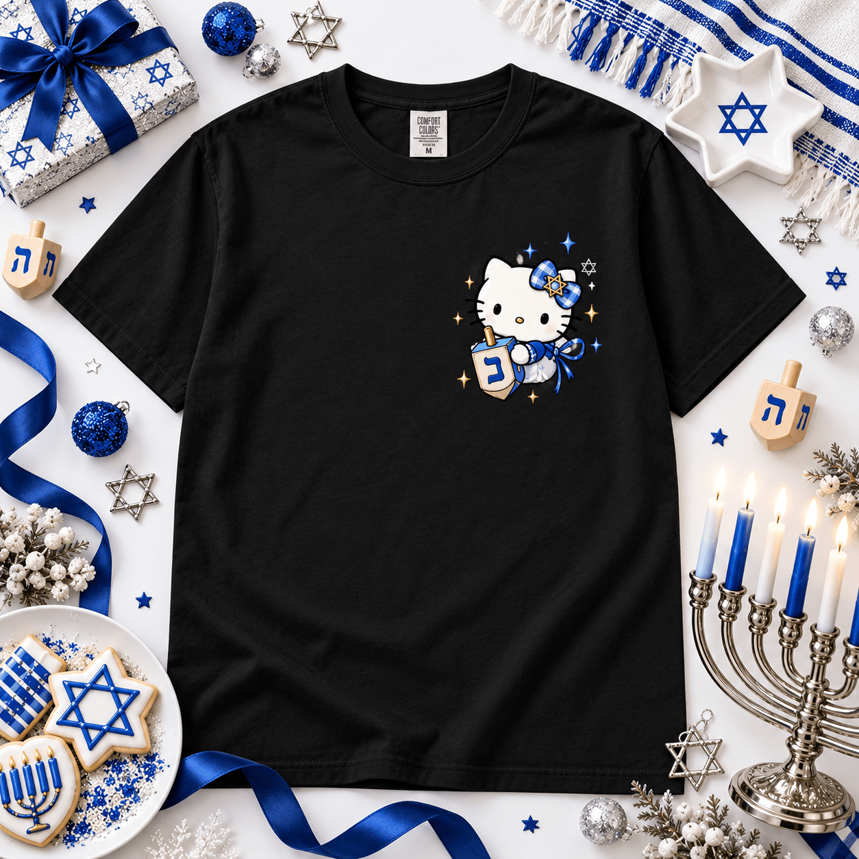 Hello Kitty Hanukkah Festival Of Lights Cute Jewish Holiday Graphic T-Shirt Hello Kitty Hanukkah Festival Of Lights Cute Jewish Holiday Graphic T-Shirt